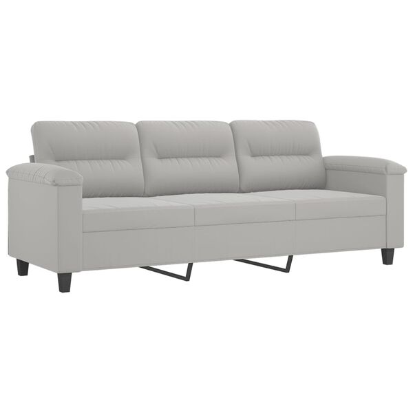 vidaXL Canap&eacute; 3 places avec oreillers gris clair 180 cm