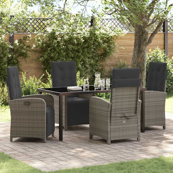 vidaXL Ensemble de salle &agrave; manger pour jardin 5 pcs Gris polyrotin