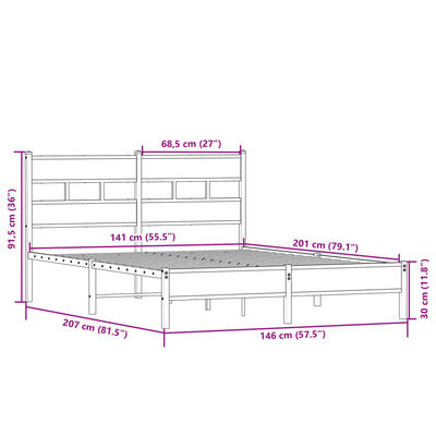 vidaXL Cadre de lit sans matelas chêne sonoma 140x200 cm