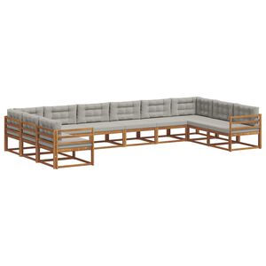 vidaXL Ensemble de canap&eacute;s d'ext&eacute;rieur 10 pcs Gris Naturel et Clair