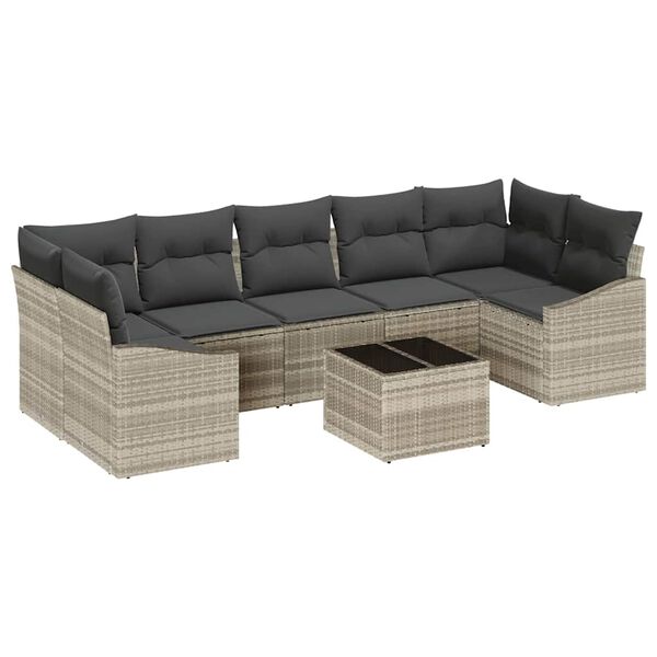 vidaXL Ensemble de Canap&eacute;s 8 pcs Gris clair et gris fonc&eacute; polyrotin