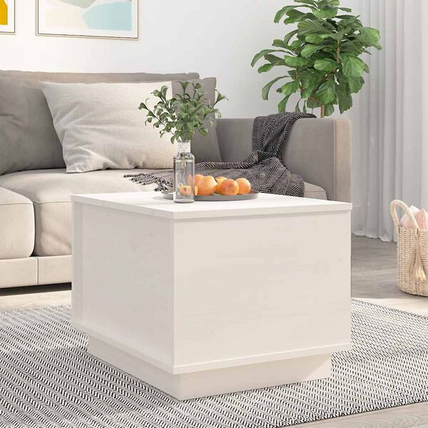 vidaXL Table basse Blanc 40x50x35 cm Bois massif de pin