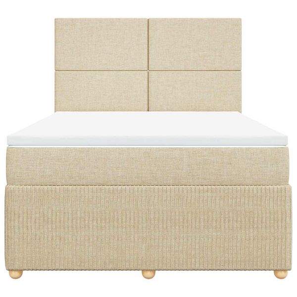 vidaXL Sommier &agrave; lattes de lit avec matelas Cr&egrave;me 140x200 cm Tissu