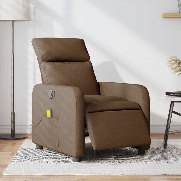 vidaXL Fauteuil inclinable de massage &eacute;lectrique marron tissu