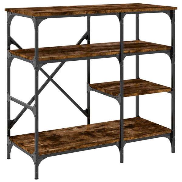 vidaXL Support de boulanger ch&ecirc;ne fum&eacute; bois d&rsquo;ing&eacute;nierie et m&eacute;tal
