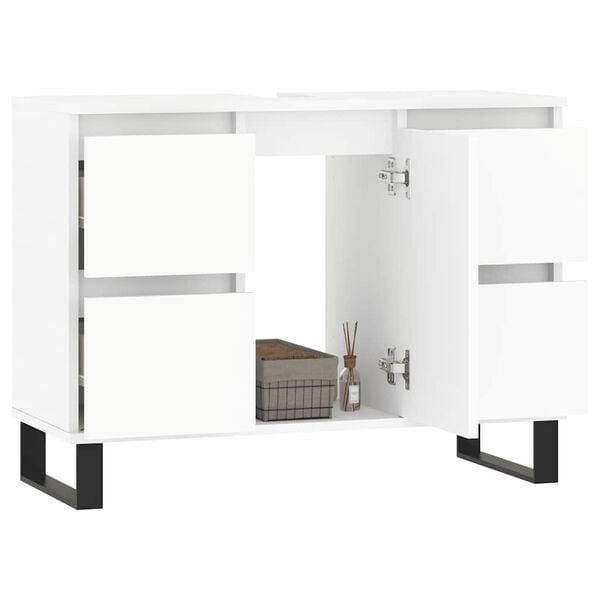 vidaXL Armoire de salle de bain blanc 80x33x60 cm bois d'ing&eacute;nierie