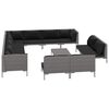 vidaXL Salon de jardin 13 pcs avec coussins R&eacute;sine tress&eacute;e Gris fonc&eacute;