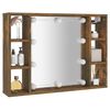 vidaXL Armoire &agrave; miroir avec LED Ch&ecirc;ne fum&eacute; 76x15x55 cm