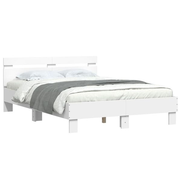 vidaXL Cadre de lit avec LED sans matelas blanc 120x190 cm