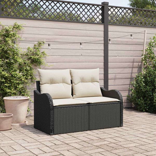 vidaXL Canap&eacute; de jardin Noir 121 x 62 x 69cm polyrotin