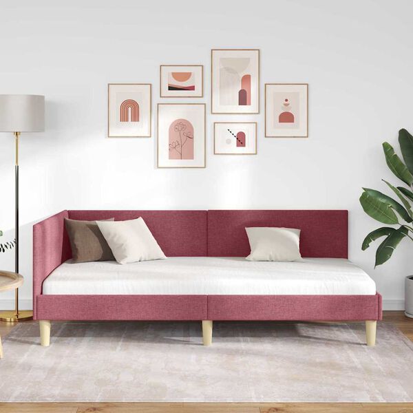 vidaXL Cadre de lit d'angle avec t&ecirc;te de lit Bordeaux 80 cm x 200 cm