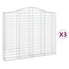 vidaXL Paniers &agrave; gabions arqu&eacute;s 3 pcs 200x30x160/180 cm Fer galvanis&eacute;