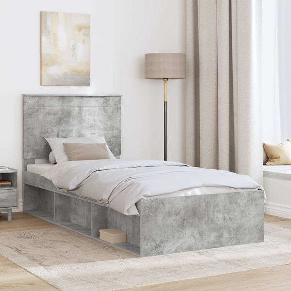 vidaXL Cadre de lit B&eacute;ton 90 x 200 cm Bois de pin massif