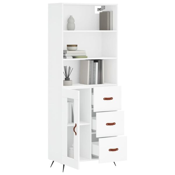 vidaXL Buffet haut Blanc 69,5x34x180 cm Bois d'ing&eacute;nierie