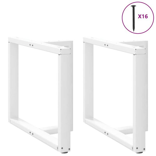 vidaXL Pieds de table à manger en T, 2 pièces, blanc, 90 x 35 x (72-73) cm, acier