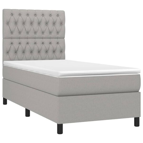 vidaXL Sommier &agrave; lattes de lit et matelas et LED Gris clair 100x200 cm
