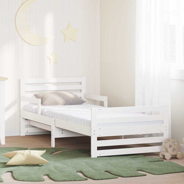vidaXL Cadre de lit avec matelas Blanc 80 x 200 cm Bois de pin massif