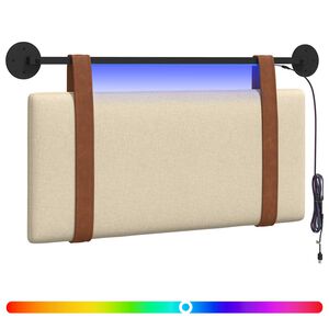 vidaXL T&ecirc;te de lit suspendue Avec lumi&egrave;re LED Cr&egrave;me PU antique