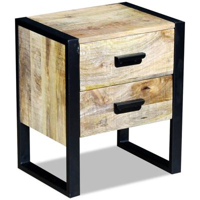 vidaXL Table auxiliaire à 2 tiroirs bois manguier massif 43x33x51 cm