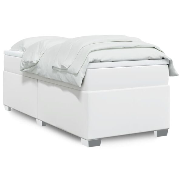 vidaXL Sommier à lattes de lit avec matelas Blanc 80x200 cm Similicuir