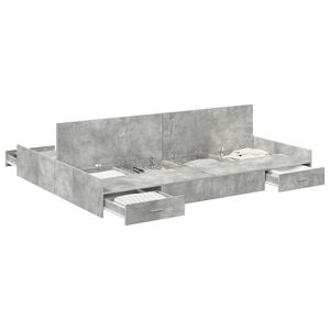 vidaXL Cadre de lit avec rangement avec tiroir Gris b&eacute;ton 150 x 200 cm