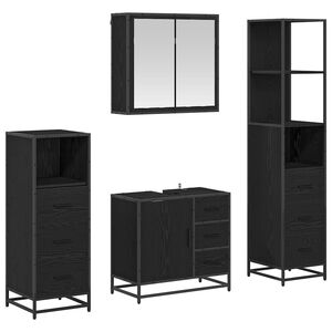 vidaXL Ensemble de mobilier de salle de bain 4 pcs Ch&ecirc;ne noir