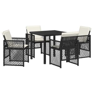 vidaXL Ensemble de salle &agrave; manger pour jardin 5 pcs Noir polyrotin