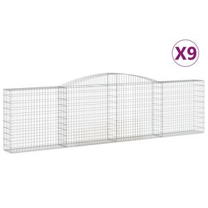 vidaXL Paniers &agrave; gabions arqu&eacute;s 9 pcs 400x30x100/120 cm Fer galvanis&eacute;