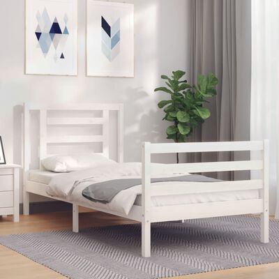 vidaXL Cadre de lit sans matelas blanc 90x200 cm bois massif