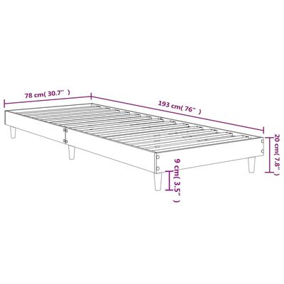 vidaXL Cadre de lit sans matelas chêne marron 75x190cm bois ingénierie