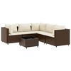 vidaXL Salon de jardin 6 pcs avec coussins Marron R&eacute;sine tress&eacute;e