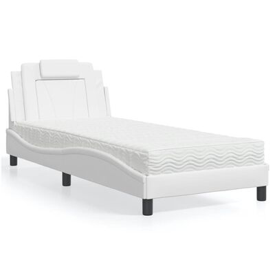 vidaXL Lit avec matelas blanc 80x200 cm similicuir