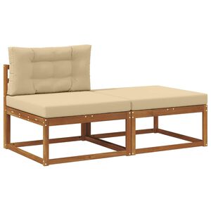 vidaXL Unit&eacute; de canap&eacute; sectionnel avec coussin 2 Pi&egrave;ce Naturel