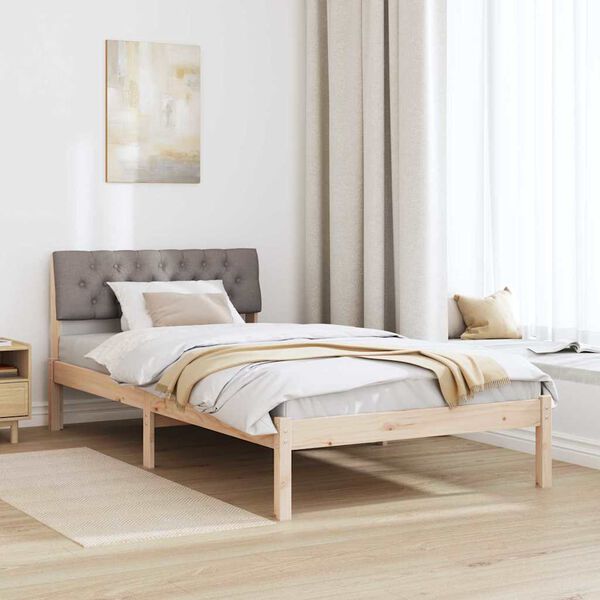 vidaXL Cadre de lit Marron et taupe 100 x 200 cm Bois massif en pin