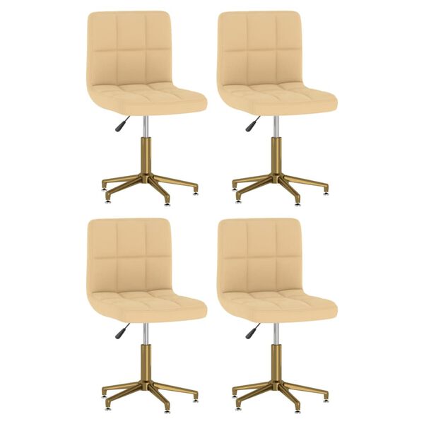 vidaXL Chaises pivotantes &agrave; manger lot de 4 cr&egrave;me velours