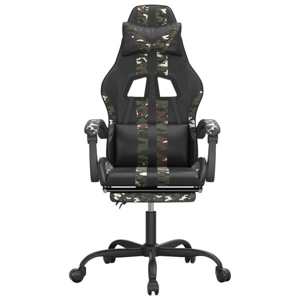 vidaXL Chaise de jeu avec repose-pied Noir et camouflage Similicuir