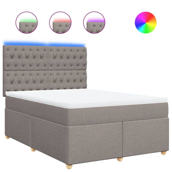 vidaXL Sommier &agrave; lattes de lit avec matelas Taupe 140x190 cm Tissu