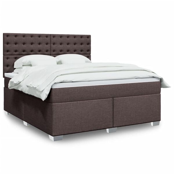 vidaXL Sommier &agrave; lattes de lit avec matelas Marron fonc&eacute; 180x200 cm