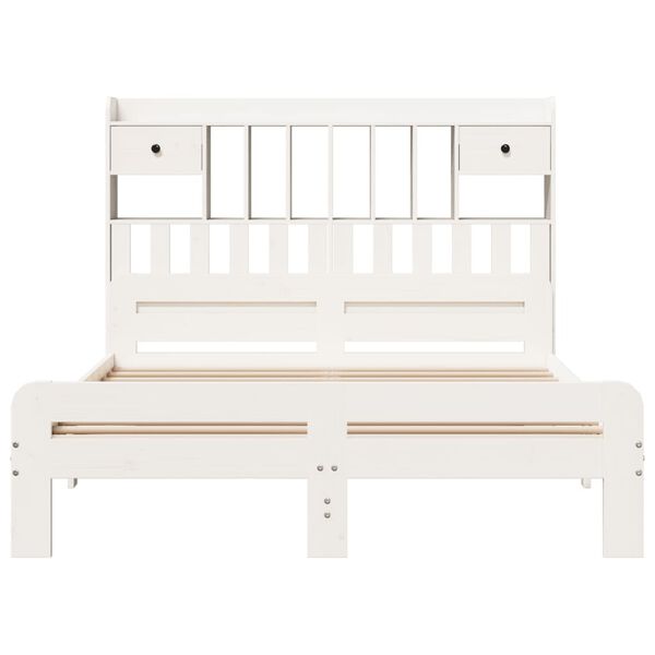 vidaXL Lit biblioth&egrave;que sans matelas blanc 140x200 cm bois pin massif