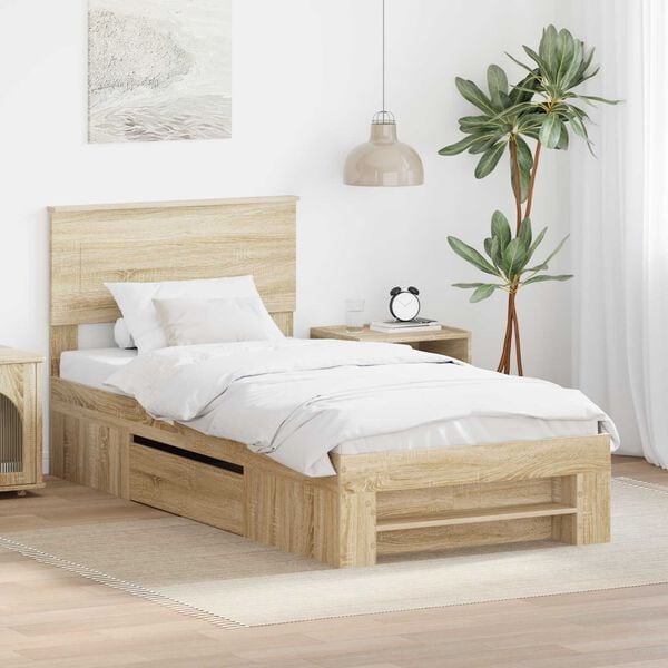 vidaXL Cadre de lit Ch&ecirc;ne Sonoma 80 x 200 cm Bois d'ing&eacute;nierie