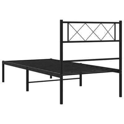 vidaXL Cadre de lit métal sans matelas avec tête de lit noir 100x190cm