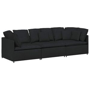vidaXL Canap&eacute; modulable avec coussins en tissu noir