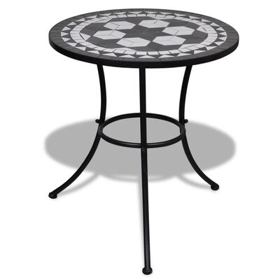 vidaXL Table de bistro Noir et blanc 60 cm Mosaïque