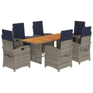 vidaXL Ensemble &agrave; manger de jardin et coussins 7 pcs beige poly rotin