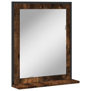 vidaXL Miroir de salle de bain et &eacute;tag&egrave;re ch&ecirc;ne fum&eacute; bois d&rsquo;ing&eacute;nierie