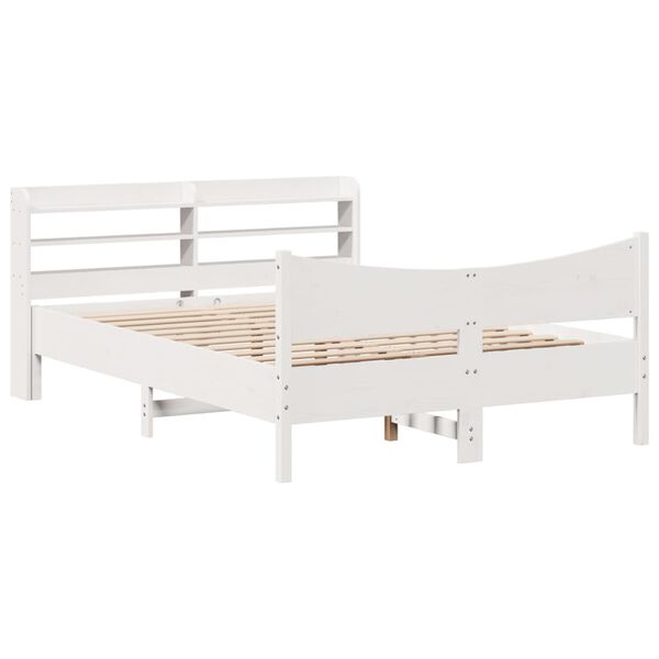 vidaXL Cadre de lit avec t&ecirc;te de lit blanc 150x200 cm bois pin massif