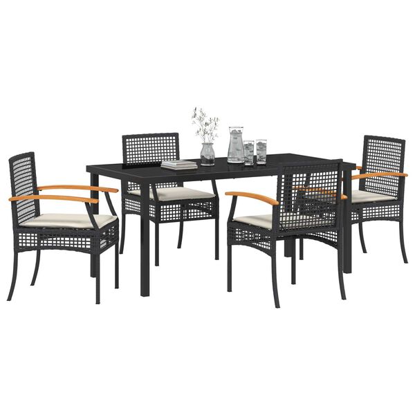 vidaXL Ensemble de salle &agrave; manger pour jardin 5 pcs Noir polyrotin