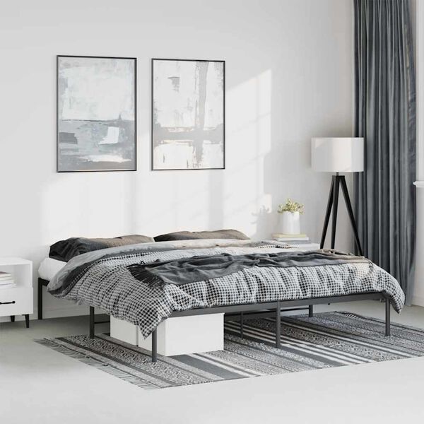 vidaXL Cadre de lit m&eacute;tal noir 183x213 cm