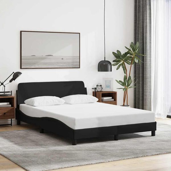 vidaXL Cadre de lit Dover noir 140x190 cm tissu