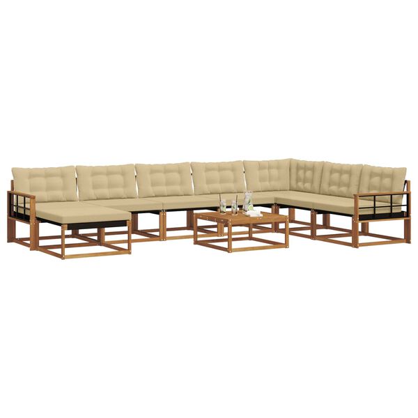 vidaXL Ensemble de canap&eacute;s d'ext&eacute;rieur 9 pcs Naturel et Beige